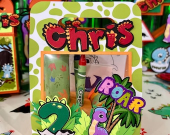Personalized Dinosaur Birthday Activity Box: Party Favor, Candy, Coloring