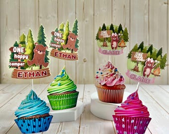 Happy Camper Cake Topper: Personalized Camping Birthday Decor