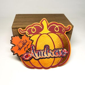 Personalized Pumpkin Place Cards: Thanksgiving Table Decor