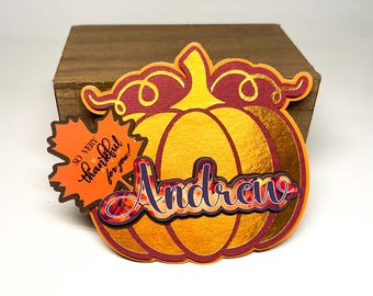 Personalized Pumpkin Place Cards: Thanksgiving Table Decor