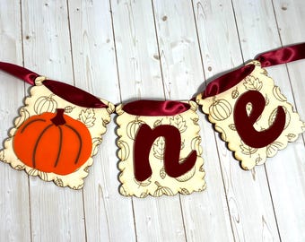 Little Pumpkin Wooden High Chair Banner: Fall First Birthday Decor