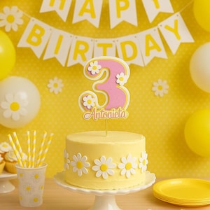Daisy Cake Topper: Groovy Boho Birthday Party Decor