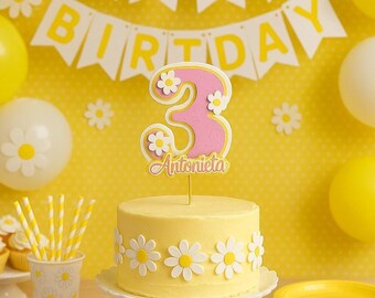 Daisy Cake Topper: Groovy Boho Birthday Party Decor