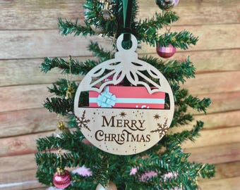 Personalized Wood Christmas Ornament, Gift Card Holder