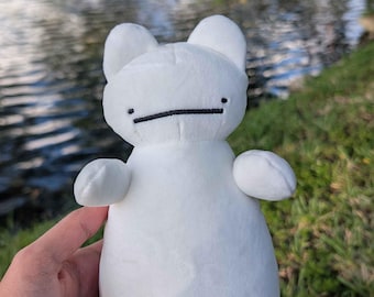 Vit kattplysch, handgjort leksaksgosedjur, plysch, söt kattungegåva, ditto djur, stenig