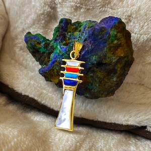 Collier pilier Djed en or, pendentif égyptien avec nacre
