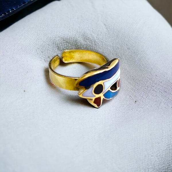 Wadjet Ring, Oog van Horus Ring, Egyptische sieraden, Egyptische Amulet Ring, Talsiman Ring, Goddelijke Minimalistische Ring, Cadeau voor mannen en vrouwen