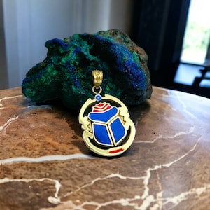 Gold Scarab Necklace – Egyptian Revival Jewelry Gift for Him or Her