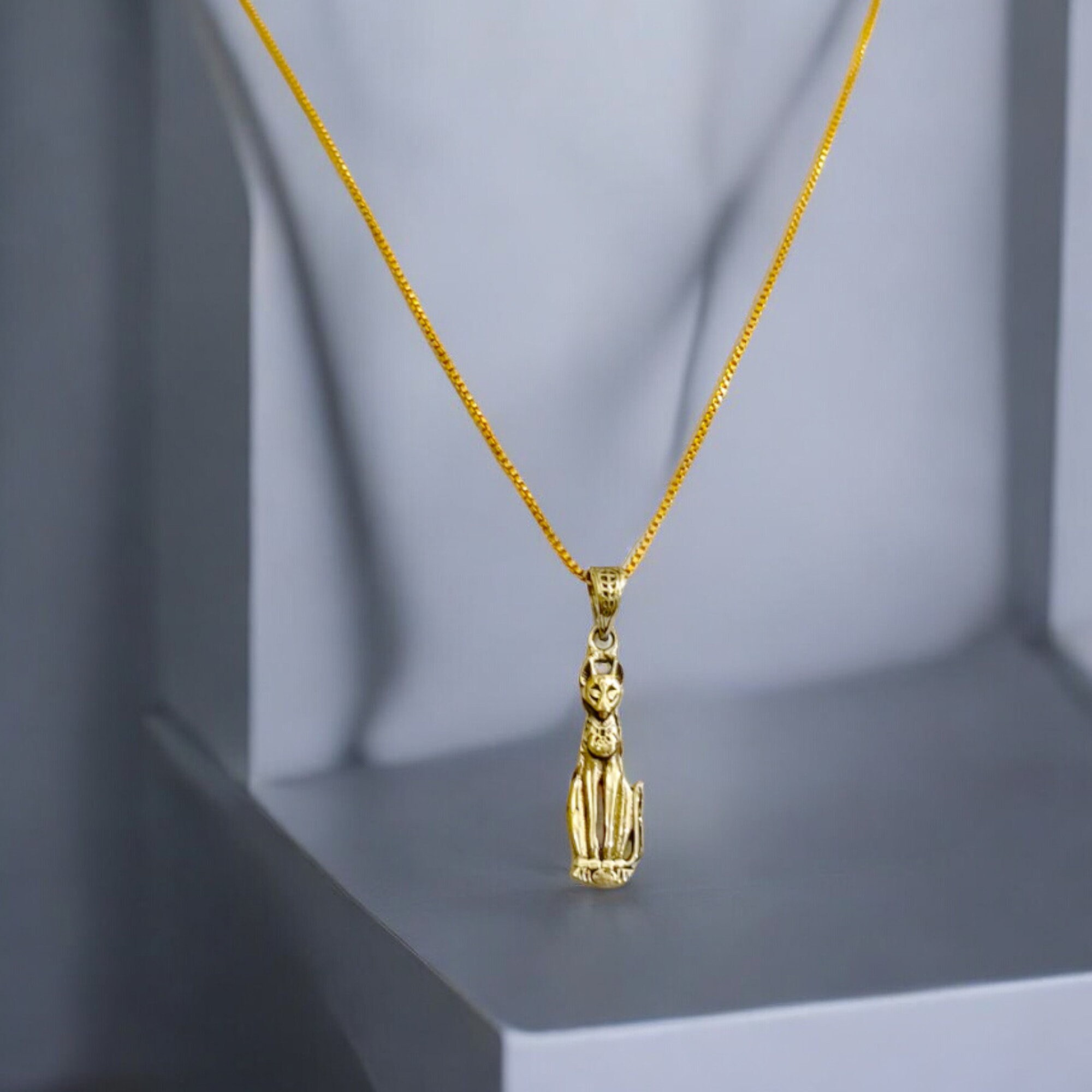 Gold Bastet Katze Halskette, ägyptische Göttin Anhänger - Schweiz