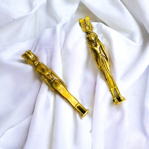 Gold Hathor Pendant, Egyptian Goddess Necklace