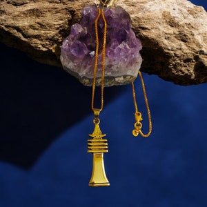 Pendentif pilier Djed en or - Bijoux cadeau collier talisman égyptien