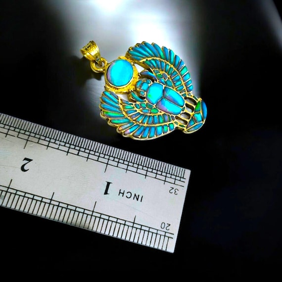 Gold Opal Scarab Necklace – Egyptian Amulet Pendant