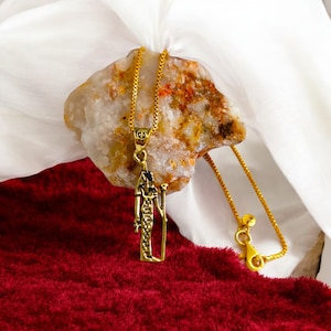 Gold Maat Necklace, Egyptian Goddess Talisman Pendant