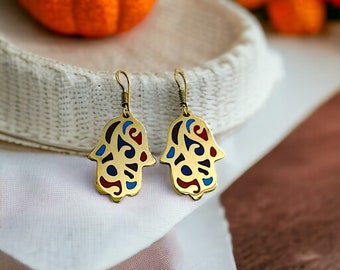 Gold Hamsa Earrings: Egyptian Amulet Jewelry