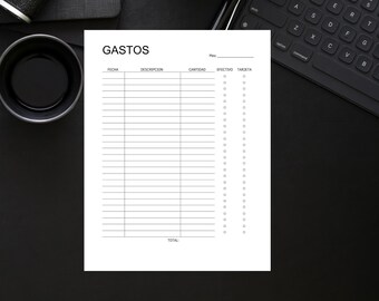 Seguimiento de gastos imprimible: Resumen del presupuesto mensual (descarga instantánea)