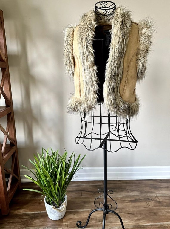 Vintage Bebe Shearling Vest With Faux Fur Women Si