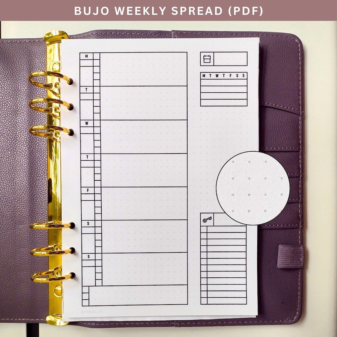 Weekly Bujo Spread Printable, Bullet Journal Template, Bujo Weekly ...