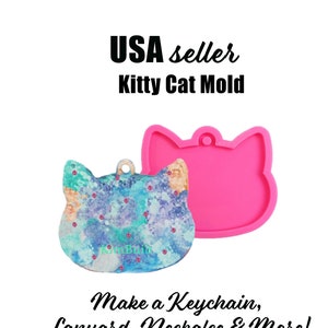 Cat silicone molds, Kitty Cat keychain mold, tag pendant resin mold, jewelry mold, epoxy mold, shiny animal tag