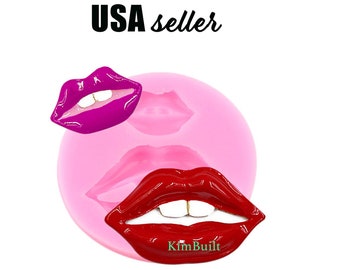 Lips Mold Silicone Pouting Mouth with Biting Teeth, Chocolate, Resin, Ice Tray, Sexy Puckered Mouth, Lipstick, Kiss, Kissing, Love