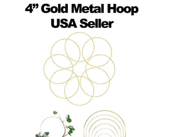 DIY Gold Metal Hoop 4 inch, Dreamcatcher Ring Hoop  Wreath Holiday, Macrame Wedding Decor Metal Ring. Gold Loop, Floral Hoop Wall Hanging 4"