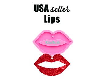 Lips keychain mold, Lips silicone molds, Shiny tag pendant resin mold, jewelry mold, epoxy mold, Sexy Lips with heart name tag