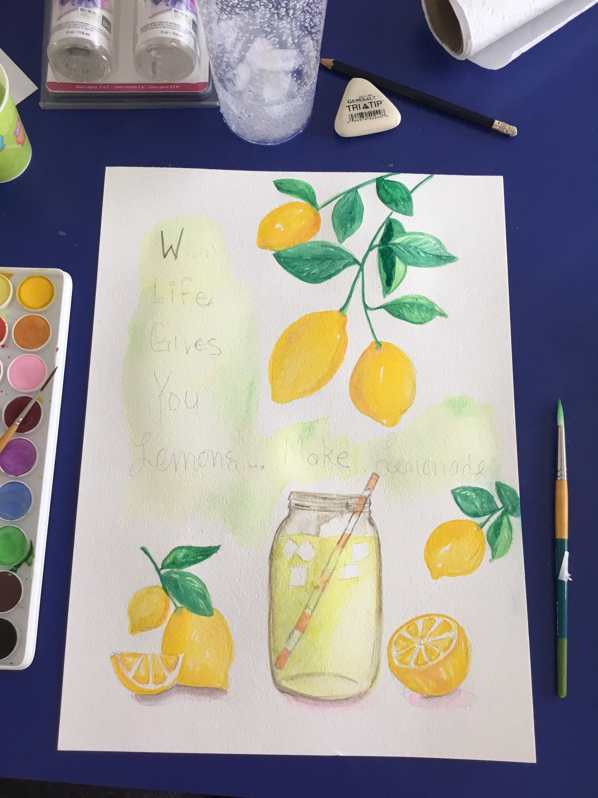 Let's Make A Limoncello When Life Gives Us A Lemons Original Watercolor Painting Art & Collectibles Painting Sibawor.id