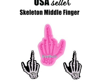 Middle Finger skeleton Silicone Mold, Resin Mold, Jewelry mold, Epoxy mold, Funny Fuck You Middle Finger