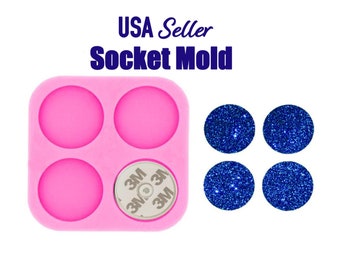 Phone Socket Mold, Shiny Silicone Pop Out Custom Resin Mold, Round Circle Phone Grip Epoxy Mold Ready to Ship