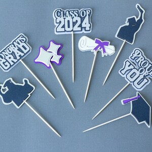 Graduation Cupcake Toppers | Class of 2025 Grad Party Cupcake Toppers |  Customizable School Color | Congrats Grad | Graduates | Diploma