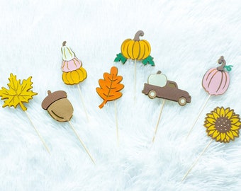 Adornos para cupcakes con temática de calabaza / Calabaza en camino / Calabaza cumple un año / Baby Shower / Fiesta de cumpleaños de otoño mixta y combinable