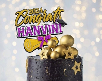 Custom Graduation Cake Topper in Gold | 2026 Grad Party | Congrats Grad | Personalized Graduation Decor | Graduate Name Cake Topper