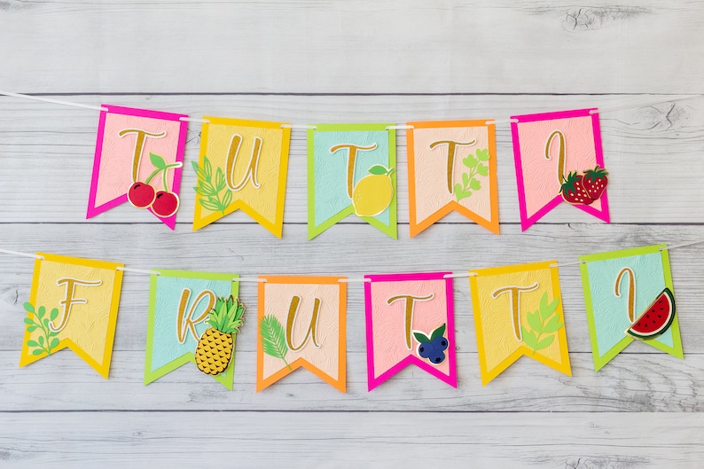 Tutti Frutti Birthday Banner Tropical Themed Colorful Banner Summer ...