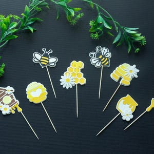 Honey Bee Cupcake Toppers | Mama to Bee | 1st Bee-day | What will it Bee | Baby Shower | Gender Reveal | Mix & Match Party Decoration