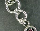 TINY TREASURES hand hammered 925 sterling silver prong set garnet open o ring suspension petite necklace Chelle 39 Rawlsky jewelry OOAK