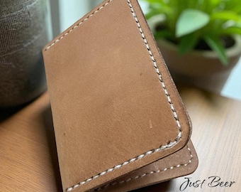 Minimalist Leather Wallet - Handmade in Australia  (Plain full grain veg tan leather)