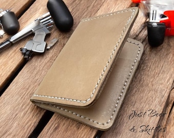 Minimalist Leather Wallet - Handmade in Australia  (Plain full grain veg tan leather)