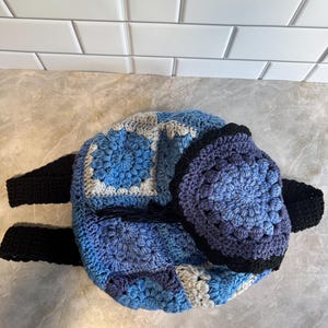 Crochet Sunburst Granny Square Backpack – Boho Festival Bag, Small Purse