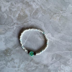 Handmade Beaded Flower Charm Bracelet: Dainty Floral Jewelry