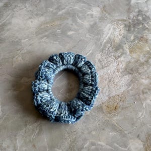 Handmade blue crochet scrunchie | Hair Accessory | Boho Hair Tie | Crochet Hair Scrunchie | Gift for Her | Eco-Friendly Hair Accessory