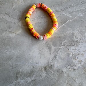 Handmade Polymer Clay Bead Bracelet: Colorful Stackable Jewelry