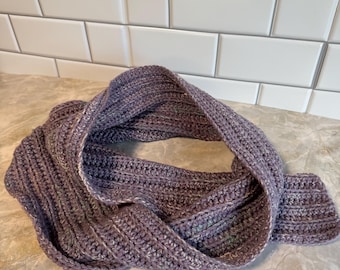 Crocheted Ribbed Skinny Scarf – Lightweight Boho Neck Wrap, Fall Layering Accessory