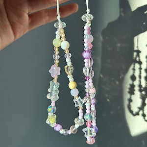 Pastel Phone Charm Strap, Beaded Colorful Accessory, Handmade Phone Strap, Gift for Her, Keychain Cute & Trendy