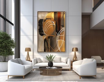 Abstract Wall Art Print: Brown & Gold Modern Painting (Digital Download