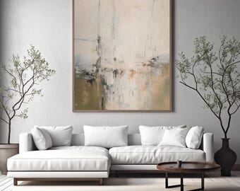 Modern Abstract Wall Art Print: Beige, Olive Green, Rust (Digital Download