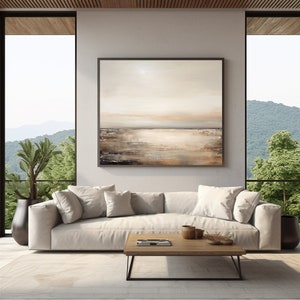 Ruhige Landschaft Teichblick Moderne Zeitgenössische abstrakte Kunst Gemälde Digitaldruck für Leinwände und Poster