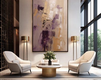 Modern Contemporary Abstract Wall Art: Purple and Gold (Digital Print Download)