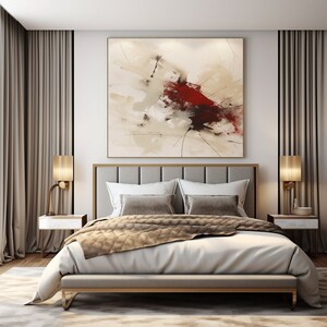 Abstract Wall Art Print: Beige and Wine Red Modern Design (digital ...