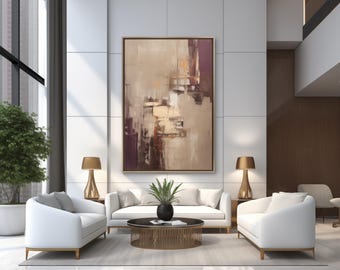 Modern Art Print: Purple Plum and Tan (Digital Download)