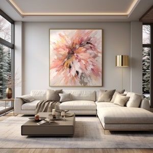 Weiß, rosa, und taupe Blumen moderne zeitgenössische abstrakte Kunst Gemälde Digitaler Druck für Leinwände und Poster