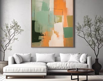 Abstrakte Kunst - Orange, Grün und Schwarz (Digitaler Download)